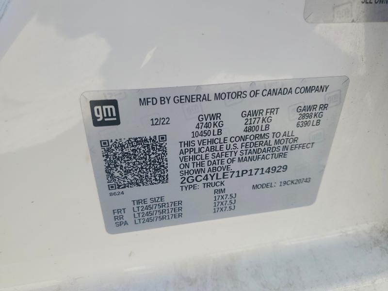 Aukcja sprzedaży 2023 Chevrolet Silverado, vin: 2GC4YLE71P1714929, numer aukcji: 57350086