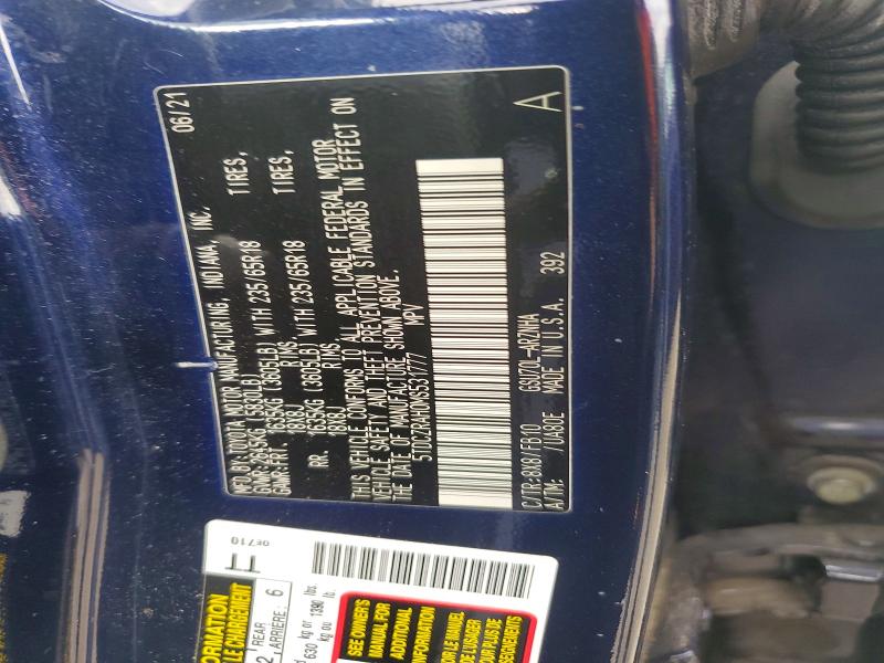 58127686 :رقم المزاد ، 5TDCZRAH0MS531777 vin ، 2021 Toyota Highlander مزاد بيع