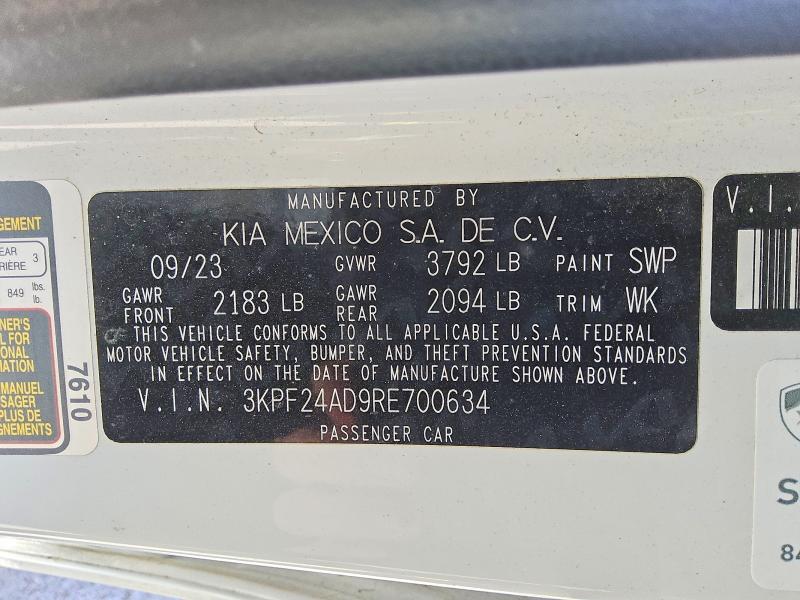 Продаж на аукціоні авто 2024 Kia Forte, vin: 3KPF24AD9RE700634, номер лоту: 58816866