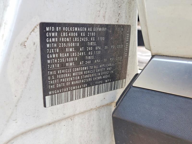 Aukcja sprzedaży 2016 Volkswagen Tiguan, vin: WVGAV7AX7GW564189, numer aukcji: 85619825