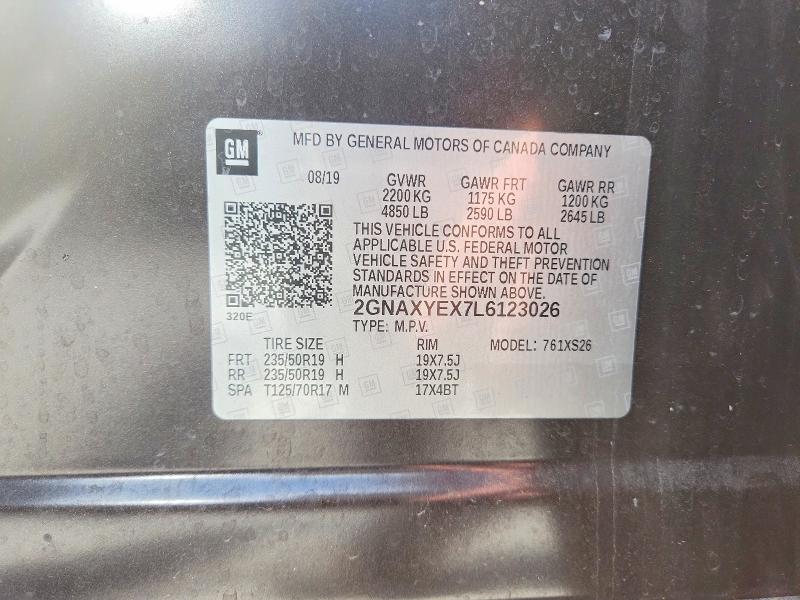 2020 Chevrolet Equinox მანქანა იყიდება აუქციონზე, vin: 2GNAXYEX7L6123026, აუქციონის ნომერი: 58059286