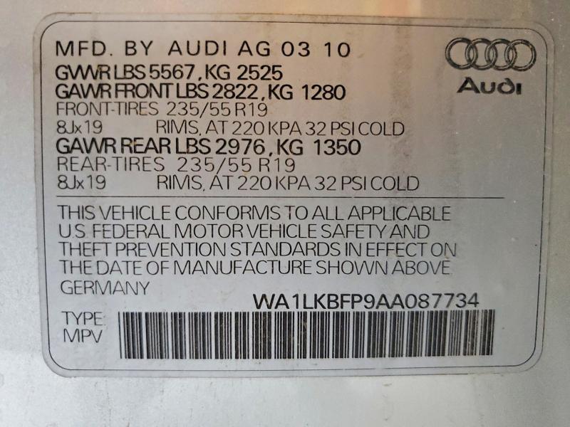Продаж на аукціоні авто 2010 Audi Q5, vin: WA1LKBFP9AA087734, номер лоту: 55474746