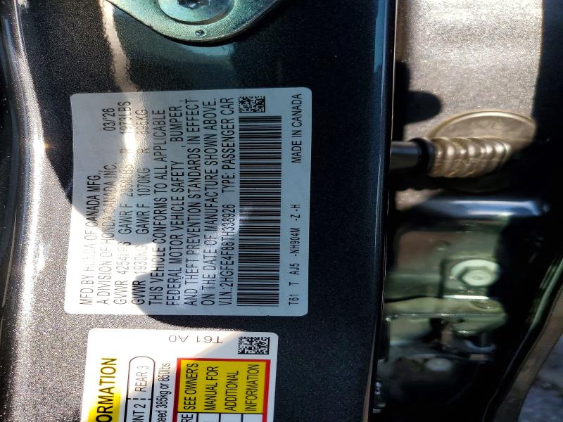 58367806 :رقم المزاد ، 2HGFE4F88TH338926 vin ، 2026 Honda Civic مزاد بيع