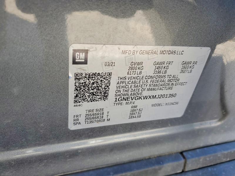 Продажа на аукционе авто 2021 Chevrolet Traverse, vin: 1GNEVGKWXMJ201350, номер лота: 55907396