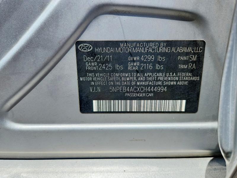 Продаж на аукціоні авто 2012 Hyundai Sonata, vin: 5NPEB4ACXCH444994, номер лоту: 58408046