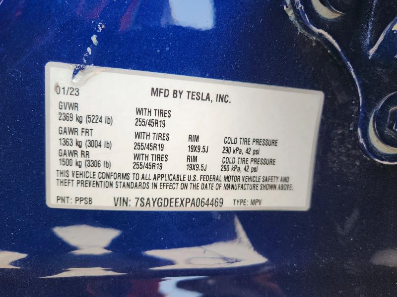 2023 Tesla Model Y მანქანა იყიდება აუქციონზე, vin: 7SAYGDEEXPA064469, აუქციონის ნომერი: 59262186