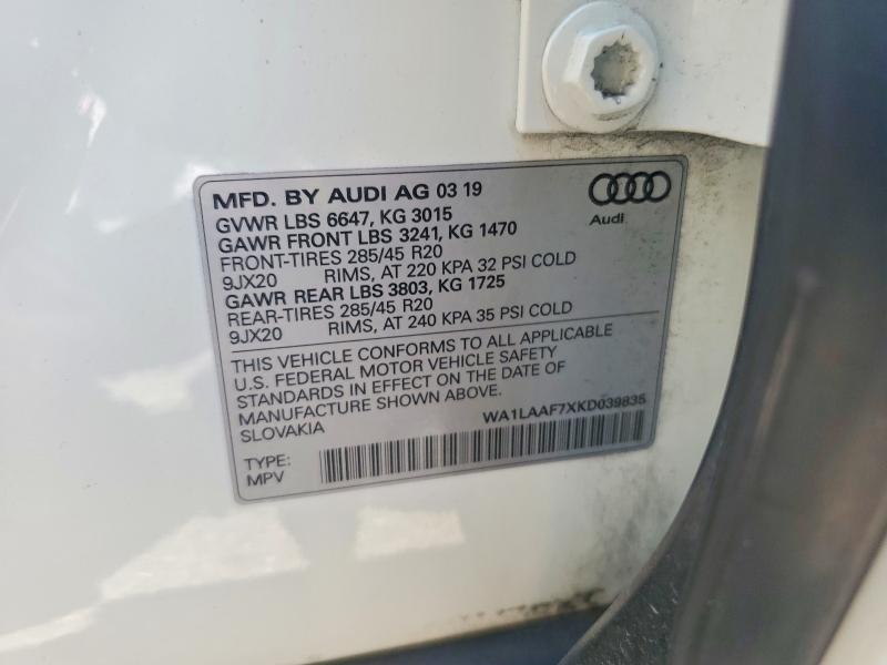 Aukcja sprzedaży 2019 Audi Q7, vin: WA1LAAF7XKD039835, numer aukcji: 74515195