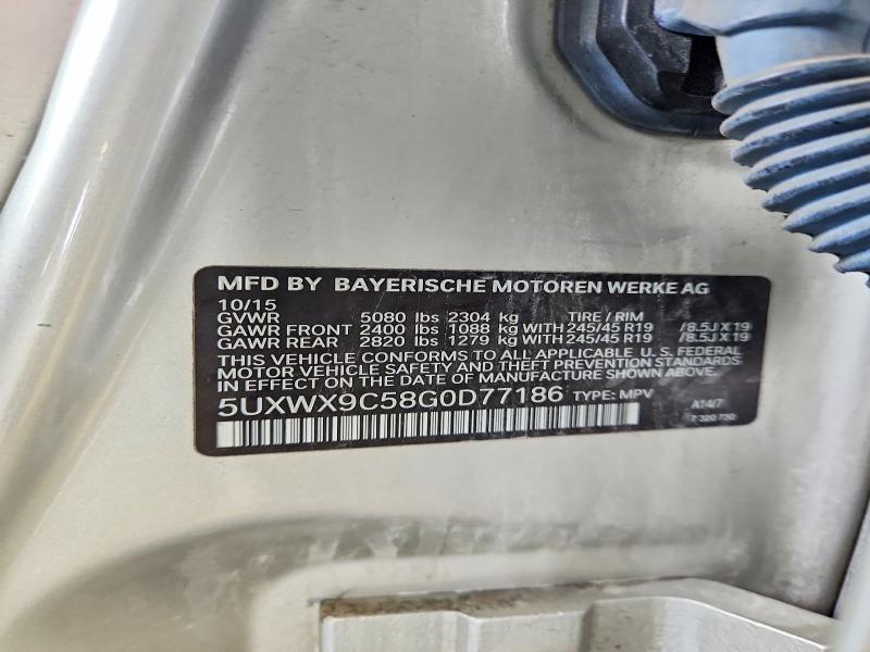 Aukcja sprzedaży 2016 Bmw X3, vin: 5UXWX9C58G0D77186, numer aukcji: 57598646