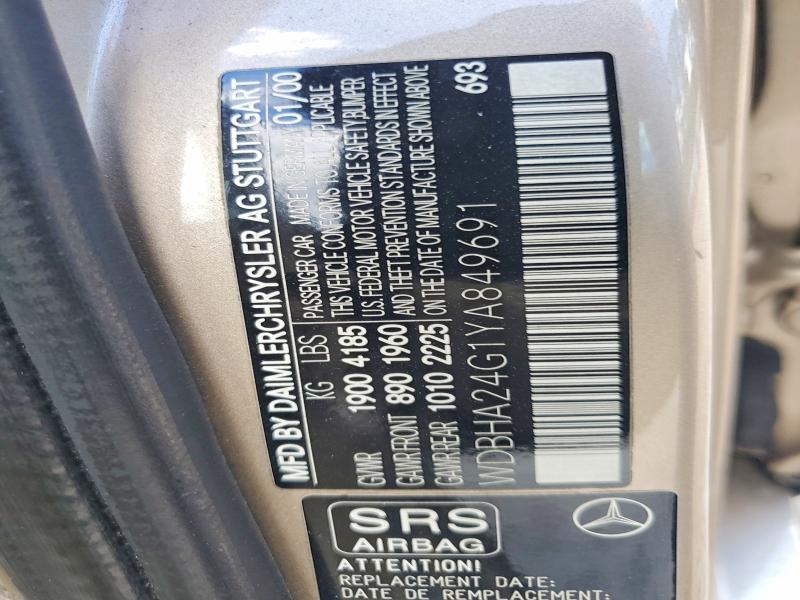 Aukcja sprzedaży 2000 Mercedes-benz C, vin: WDBHA24G1YA849691, numer aukcji: 55899676
