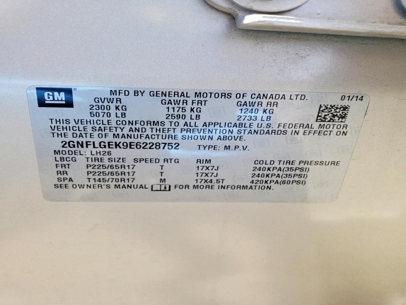 55605796 :رقم المزاد ، 2GNFLGEK9E6228752 vin ، 2014 Chevrolet Equinox مزاد بيع