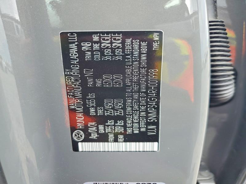 54445676 :رقم المزاد ، 5NMP34G14RH001998 vin ، 2024 Hyundai Santa Fe مزاد بيع