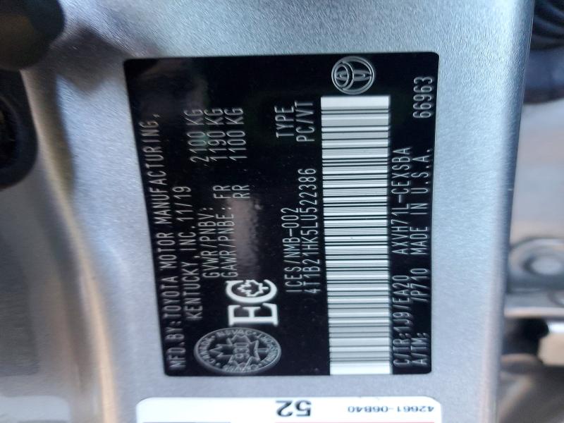 Продажа на аукционе авто 2020 Toyota Camry Hybrid, vin: 4T1B21HK5LU522386, номер лота: 55996686