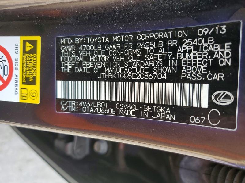 56795056 :رقم المزاد ، JTHBK1GG5E2086704 vin ، 2014 Lexus Es مزاد بيع