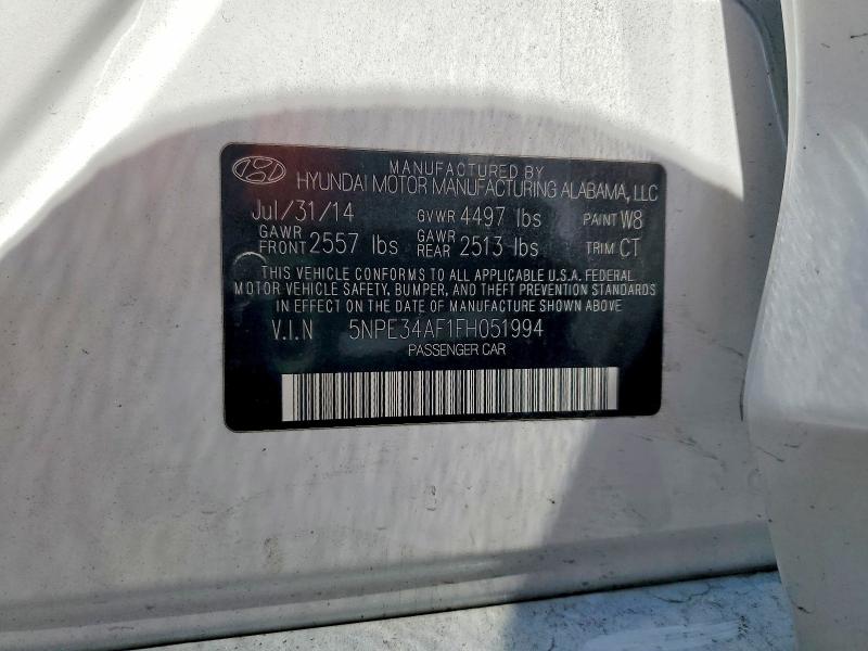 2015 Hyundai Sonata მანქანა იყიდება აუქციონზე, vin: 5NPE34AF1FH051994, აუქციონის ნომერი: 57676996
