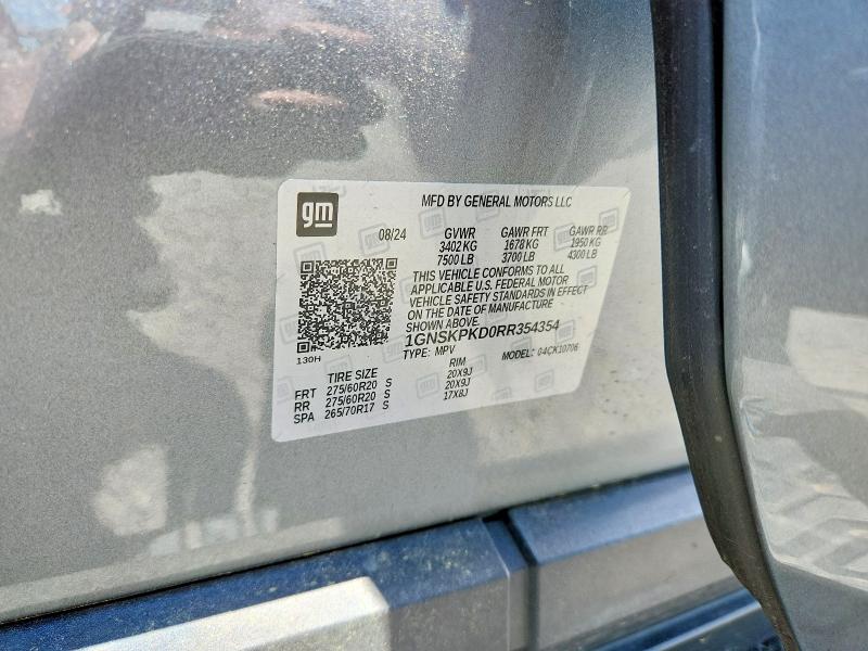 Продаж на аукціоні авто 2024 Chevrolet Tahoe, vin: 1GNSKPKD0RR354354, номер лоту: 85617245