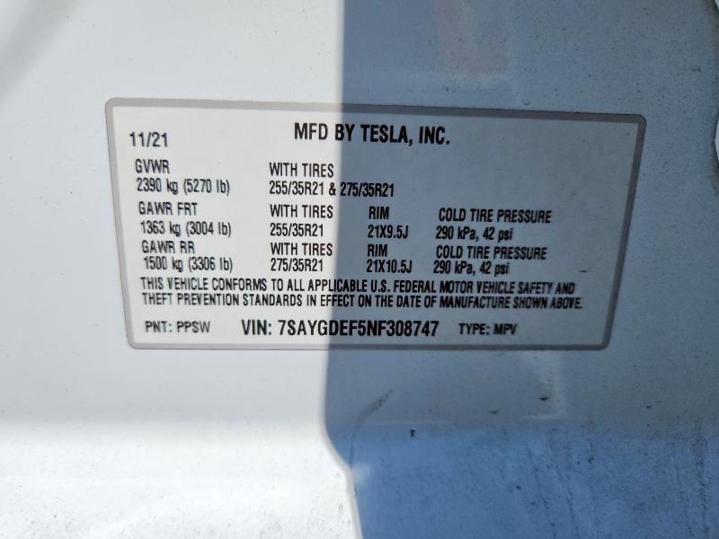 Продажа на аукционе авто 2022 Tesla Model Y, vin: 7SAYGDEF5NF308747, номер лота: 57138836