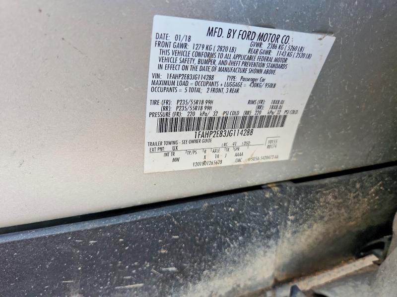 2018 Ford Taurus მანქანა იყიდება აუქციონზე, vin: 1FAHP2E83JG114288, აუქციონის ნომერი: 56485546