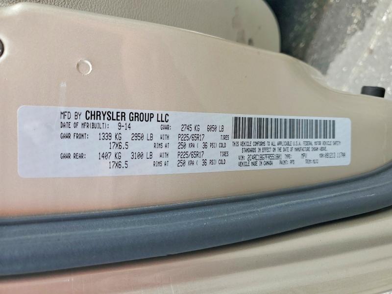 2015 Chrysler Town & Country მანქანა იყიდება აუქციონზე, vin: 2C4RC1BG7FR551801, აუქციონის ნომერი: 56795126