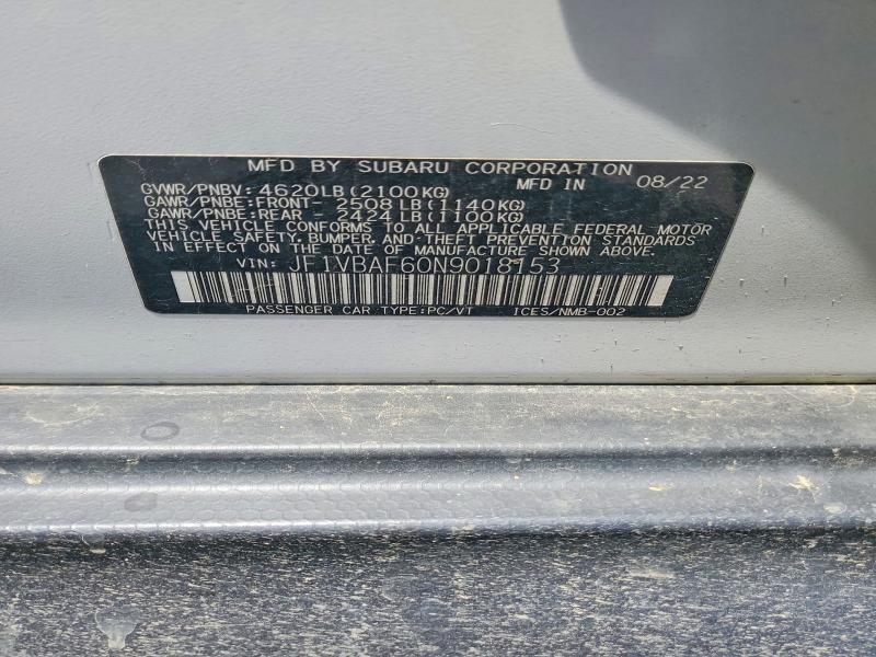 Продаж на аукціоні авто 2022 Subaru Wrx, vin: JF1VBAF60N9018153, номер лоту: 55278096