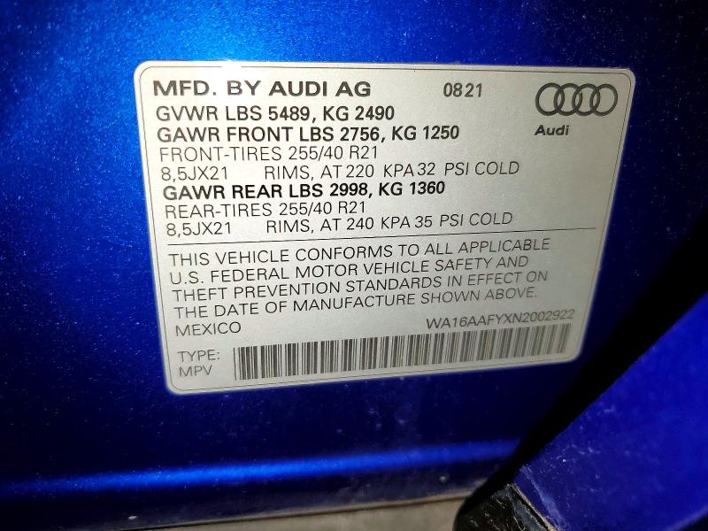 Продажа на аукционе авто 2022 Audi Q5, vin: WA16AAFYXN2002922, номер лота: 56177276