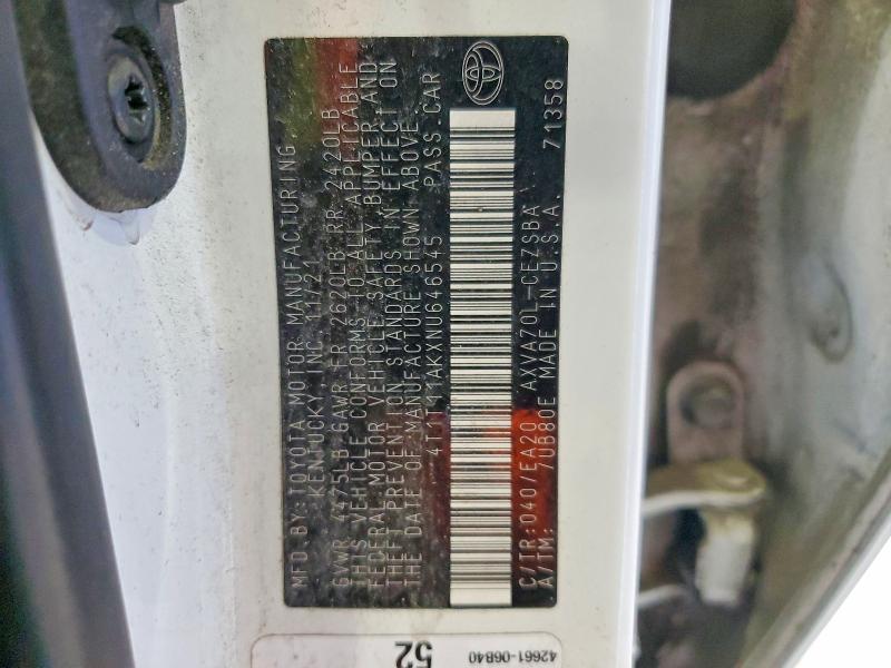 Продаж на аукціоні авто 2022 Toyota Camry, vin: 4T1T11AKXNU646545, номер лоту: 57046036