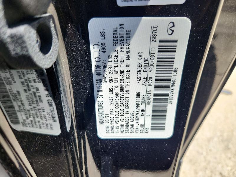 2021 Infiniti Q60 მანქანა იყიდება აუქციონზე, vin: JN1EV7KK7MM411086, აუქციონის ნომერი: 56182626