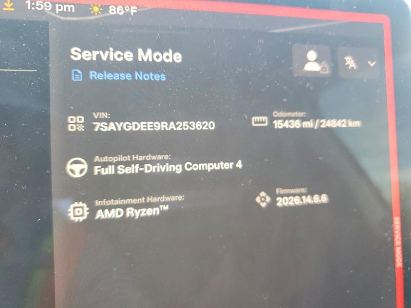 2024 Tesla Model Y მანქანა იყიდება აუქციონზე, vin: 7SAYGDEE9RA253620, აუქციონის ნომერი: 58083836