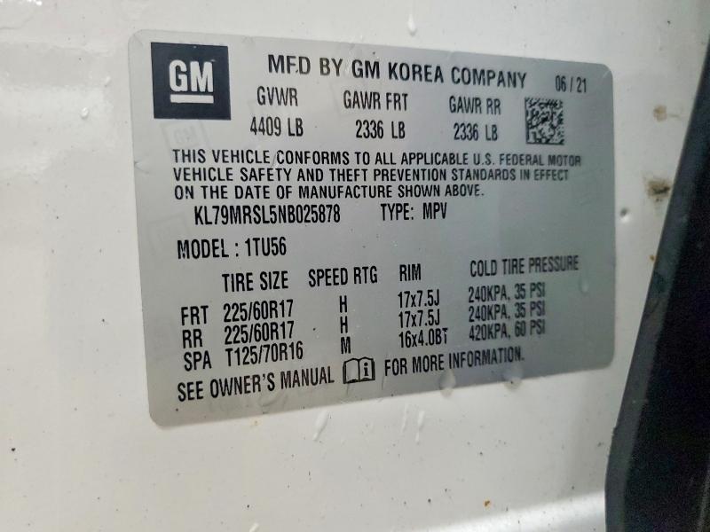 Продажа на аукционе авто 2022 Chevrolet Trailblazer, vin: KL79MRSL5NB025878, номер лота: 57720826