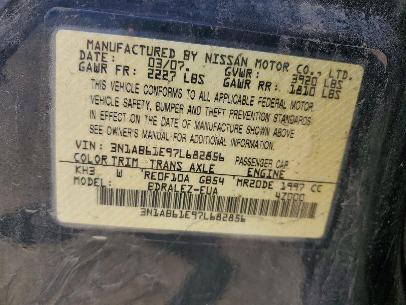 57243946 :رقم المزاد ، 3N1AB61E97L682856 vin ، 2007 Nissan Sentra مزاد بيع