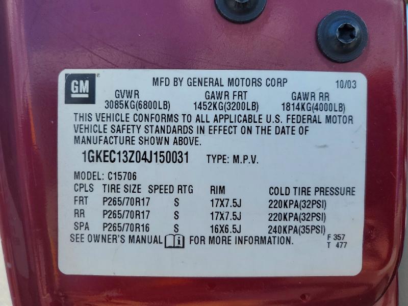 Aukcja sprzedaży 2004 Gmc Yukon, vin: 1GKEC13Z04J150031, numer aukcji: 56247576