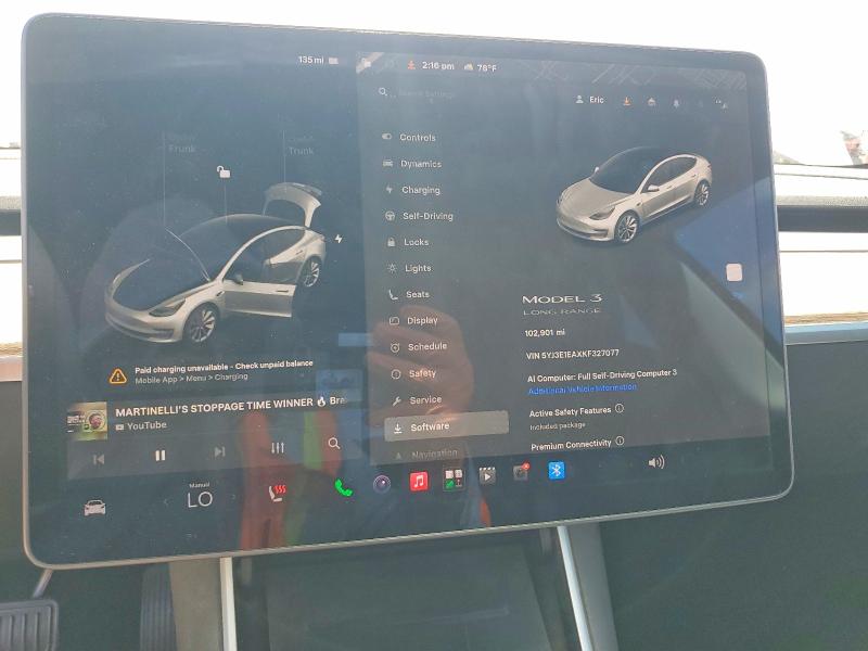 Aukcja sprzedaży 2019 Tesla Model 3, vin: 5YJ3E1EAXKF327077, numer aukcji: 59164646