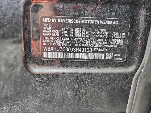 57016986 :رقم المزاد ، WBXHU7C30J3H43138 vin ، 2018 Bmw X1 مزاد بيع