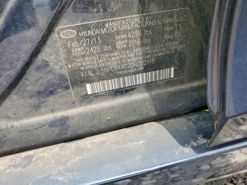 2013 Hyundai Sonata მანქანა იყიდება აუქციონზე, vin: 5NPEB4AC2DH702118, აუქციონის ნომერი: 57555696