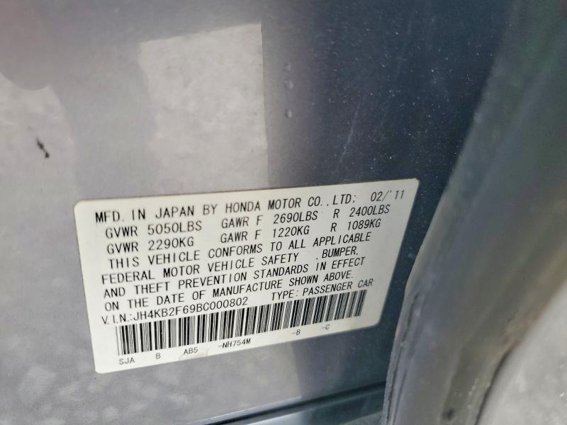 56308296 :رقم المزاد ، JH4KB2F69BC000802 vin ، 2011 Acura Rl مزاد بيع