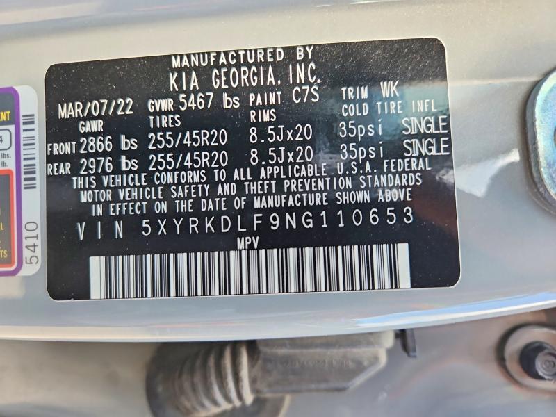 Aukcja sprzedaży 2022 Kia Sorento, vin: 5XYRKDLF9NG110653, numer aukcji: 56641696