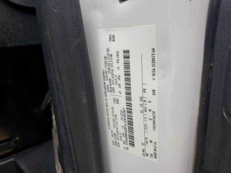 2020 Ford Transit მანქანა იყიდება აუქციონზე, vin: 1FDBW5Z81LKB40267, აუქციონის ნომერი: 55890876