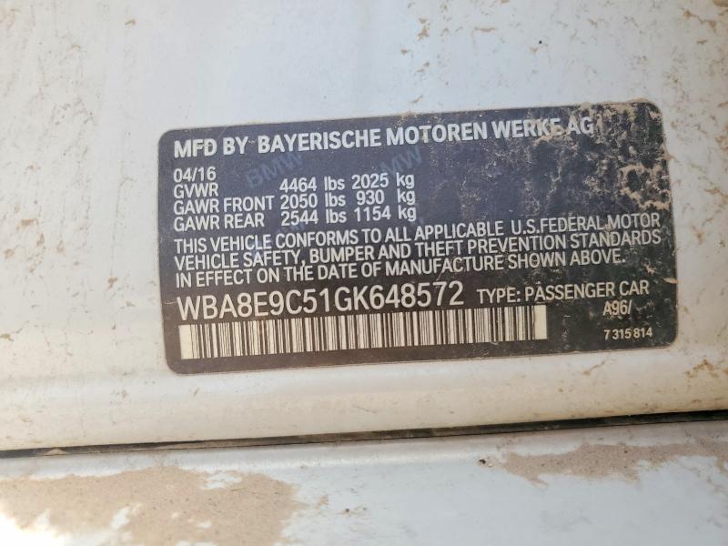 2016 Bmw 328 მანქანა იყიდება აუქციონზე, vin: WBA8E9C51GK648572, აუქციონის ნომერი: 59197686