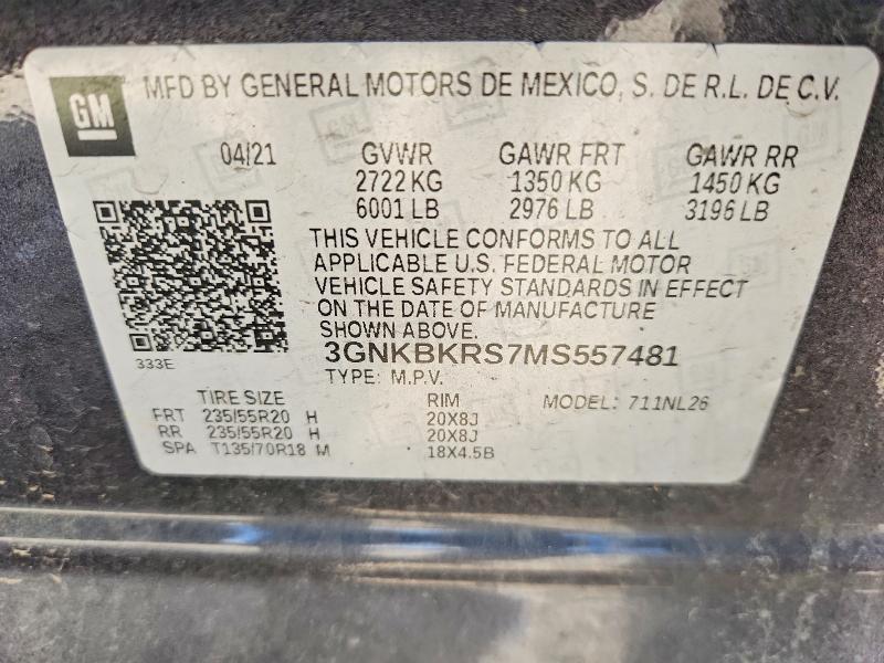 Продаж на аукціоні авто 2021 Chevrolet Blazer, vin: 3GNKBKRS7MS557481, номер лоту: 58242606