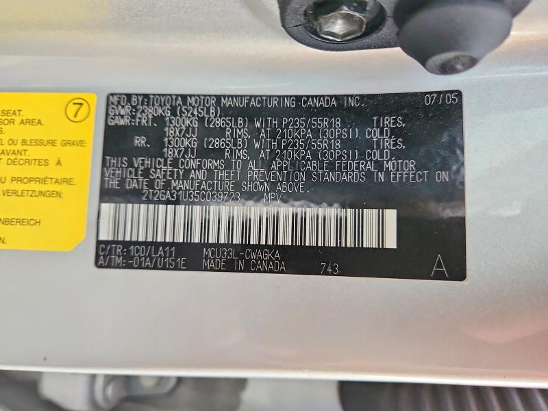 Aukcja sprzedaży 2005 Lexus Rx, vin: 2T2GA31U35C039723, numer aukcji: 48263326