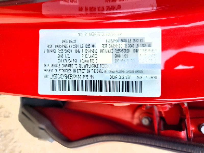 Продажа на аукционе авто 2021 Mazda Cx-9, vin: JM3TCADY6M0522414, номер лота: 55641866