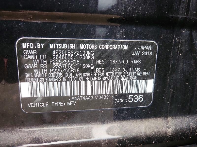 Продаж на аукціоні авто 2018 Mitsubishi Eclipse Cross, vin: JA4AT4AA3JZ043913, номер лоту: 55818566