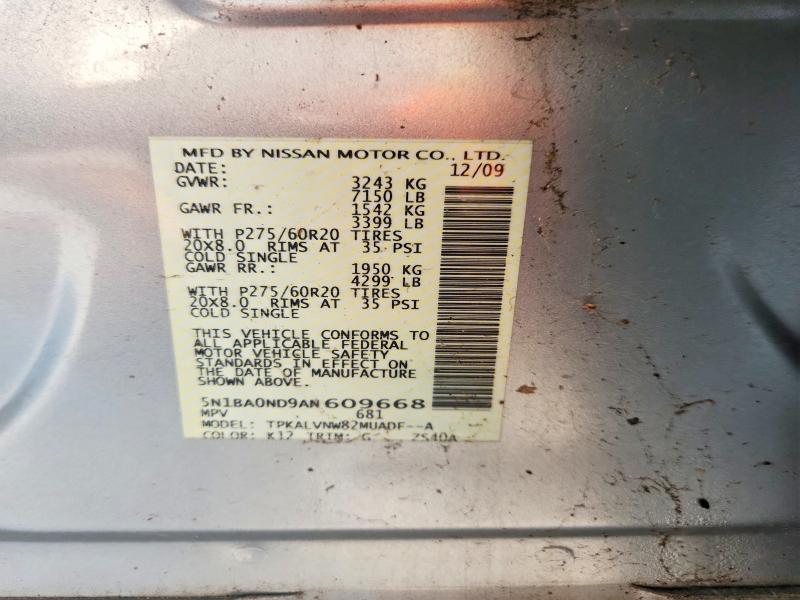 Продажа на аукционе авто 2010 Nissan Armada, vin: 5N1BA0ND9AN609668, номер лота: 58707436