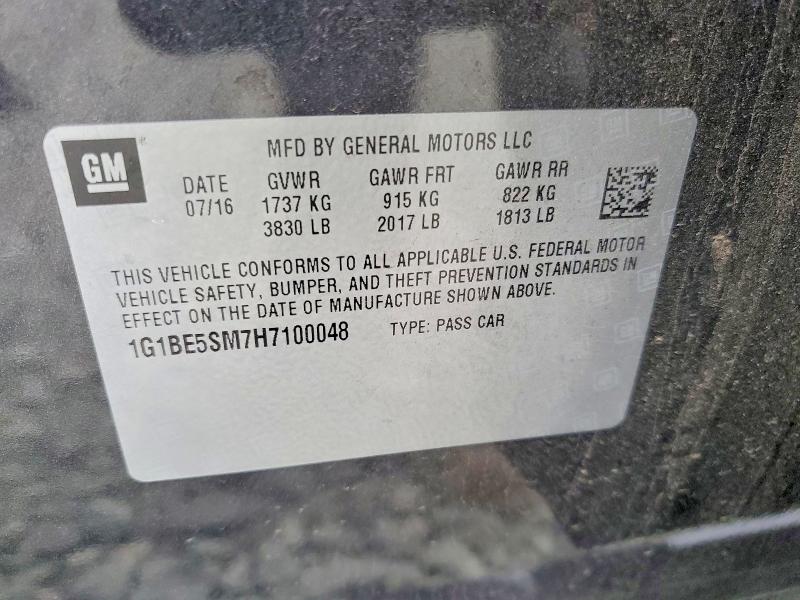 Aukcja sprzedaży 2017 Chevrolet Cruze, vin: 1G1BE5SM7H7100048, numer aukcji: 58234216