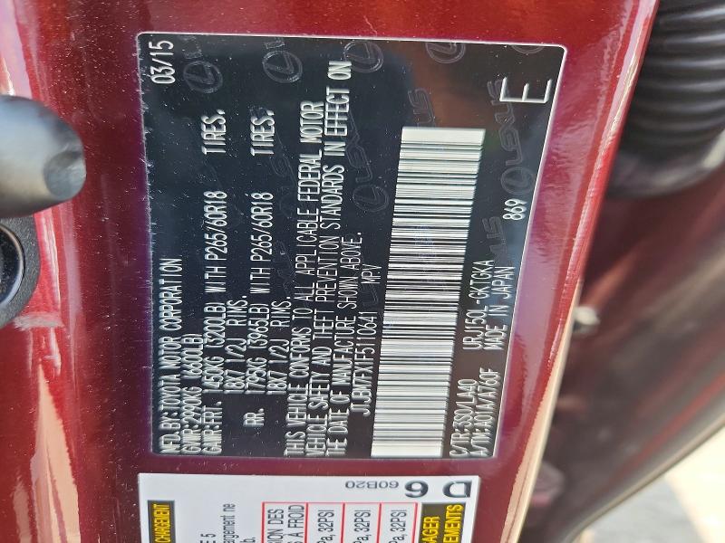 Aukcja sprzedaży 2015 Lexus Gx, vin: JTJBM7FX1F5110641, numer aukcji: 58941906