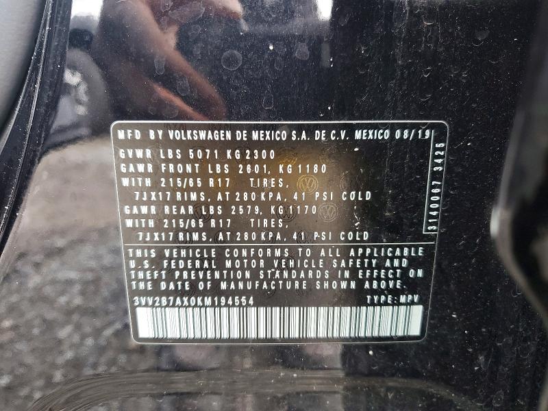 Продажа на аукционе авто 2019 Volkswagen Tiguan, vin: 3VV2B7AX0KM194554, номер лота: 56353556