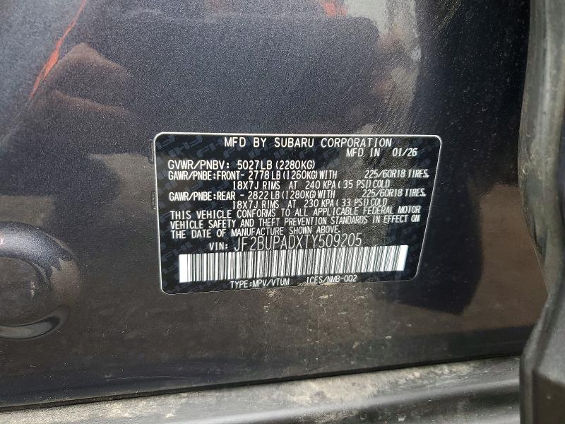 Aukcja sprzedaży 2026 Subaru Outback, vin: JF2BUPADXTY509205, numer aukcji: 55476626