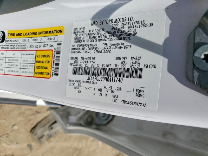 Продаж на аукціоні авто 2017 Ford Fusion, vin: 3FA6P0D90HR411740, номер лоту: 54959826