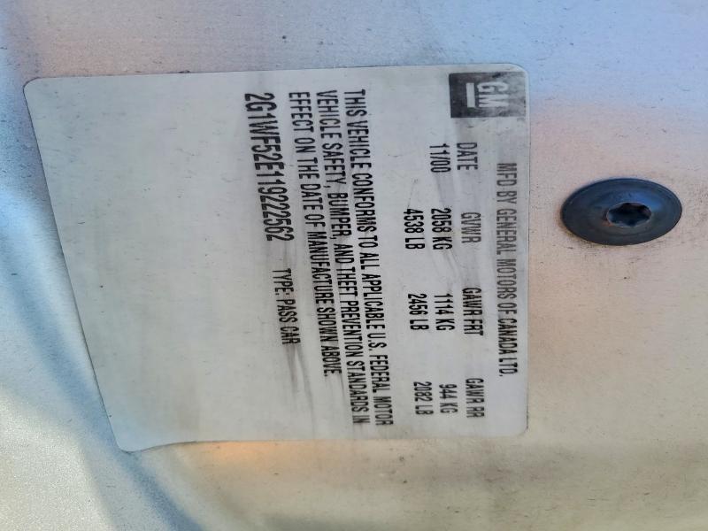 Aukcja sprzedaży 2001 Chevrolet Impala, vin: 2G1WF52E119222562, numer aukcji: 59379396