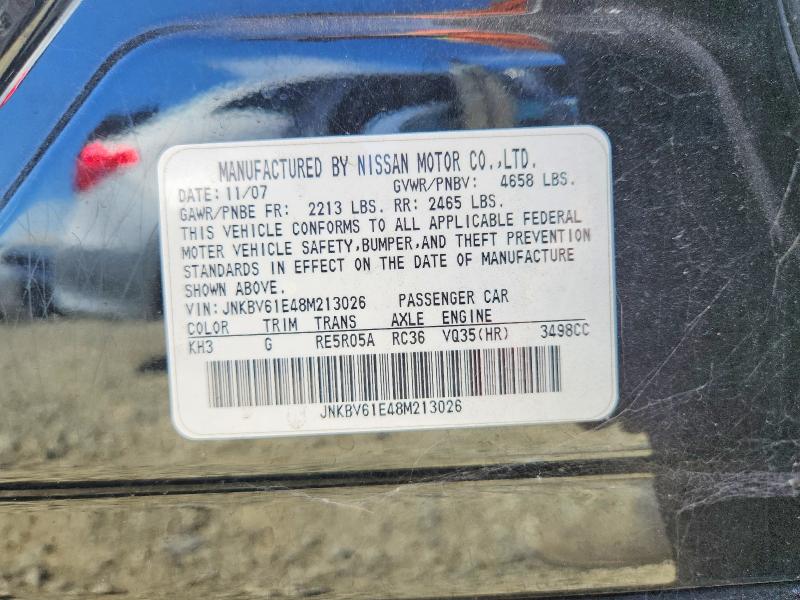 Aukcja sprzedaży 2008 Infiniti G35, vin: JNKBV61E48M213026, numer aukcji: 56783756