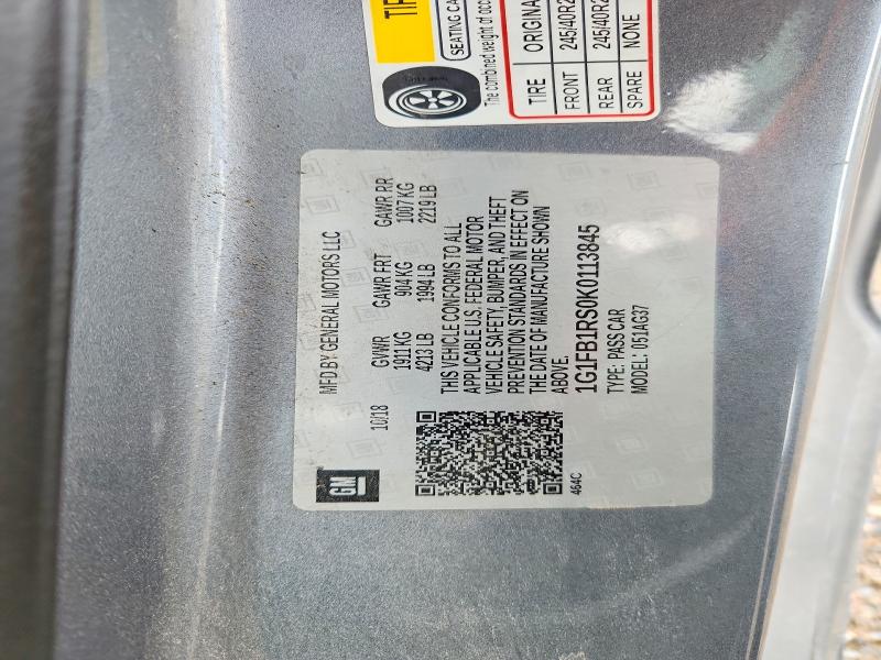 57254526 :رقم المزاد ، 1G1FB1RS0K0113845 vin ، 2019 Chevrolet Camaro مزاد بيع